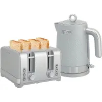 HOMCOM Waterkoker- en broodrooster-set-Kunststof-23,6L x 16B x 27,6H cm-Grijs