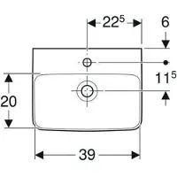 Geberit Renova Plan fontein met kraangat midden en overloop 45 x 34 cm, wit