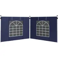 Outsunny , 2 zijpanelen voor een paviljoen van 3x3/3x6 meter, met raam en deur, blauw
