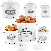 Karl Hausmann Set Witte Voedselcontainers voor Aardappelen, Uien, Knoflook