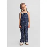 MINOTI jumpsuit meisjes bloemenprint donkerblauw - relaxte