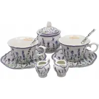 Queen Isabell Elegant porseleinen koffie- of theeservies voor 2 personen met lavendel