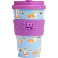 Quy Cup 400ml Ecologische reisbeker - "The Queen" - Gerecycleerde flessen met paarse siliconen deksel 9x9xH15cm