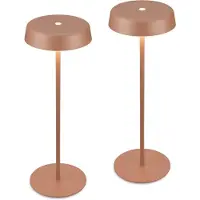 Briloner Pala – Set van 2 Tafellampen oplaadbaar – dimbaar – draadloos – IP44 – warm wit licht – koffie kleur – Ø13 x 36,5 cm