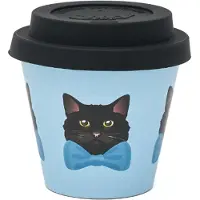 Quy Cup - 90ml Ecologische Reis Beker - Espressobeker “Black Pippo” met Zwart Siliconen deksel