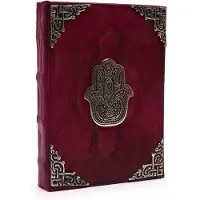 Ancient Wisdom Stevig roodbruin boek - Zink Hamsa-decoratie - 200 pagina's met gekartelde randen - 26x18 cm