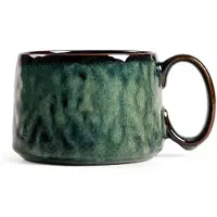 Homla - Mok - Koffiemok - Keramische Koffiemok - Steengoed Theemok - Moderne Beker - Laag Model - 450 ml - Donkergroen