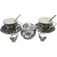 Queen Isabell Merkloos Porseleinen koffieset voor 2 personen: 2 kopjes, melkkan en suikerpot