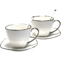 Queen Isabell - Porseleinen koffiekopjes set 2 stuks 250ml - Wit