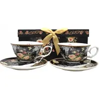 Queen Isabell Luxe Porseleinen Theekopjes met Bloemendecor 220ml - Set van 2
