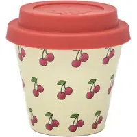 Quy Cup - 90ml Ecologische Reis Beker - Espressobeker “Ciliegia” met Rode Siliconen deksel