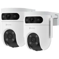 Ezviz H9c 2K+2K Buiten Beveiligingscamera – Dubbele Lens – 360° IP Camera – AI Persoon- en Voertuigdetectie – Kleuren Nachtzicht – AI Tracking – Werkt met Alexa & Google Assistant - Wit - 2 Stuks
