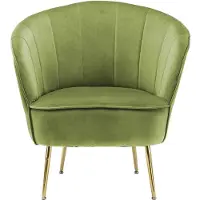Padiro fauteuil 76 x 67 x 78 cm - pistachegroen - fluweel - verticale siernaden en goudkleurige poten