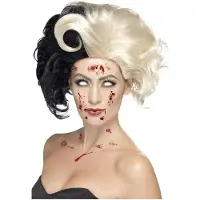 Smiffys Cruella pruik evil | scary 101 dalmatiers madam pruik (Wit en zwart)
