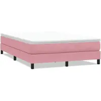 vidaXL Boxspring zonder matras fluweel roze 160x220 cm