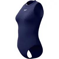 Speedo Hydrasuit Dames Sportbadpak - Badpak Dames met Hoge Bedekking - Zwempak Dames met Borstvoering - Sportbadpak Dames met Ritssluiting - Marine - 46