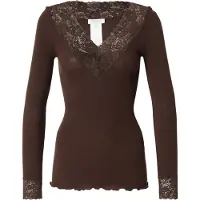 Rosemunde Dames Tops & T-shirts Bernadine Organic Ls V-neck Lace - Bruin - Maat XS