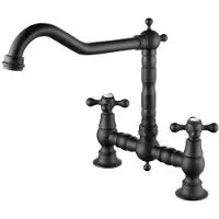 Aquanello Zwarte keukenkraan met kruisgrepen, model Heritage Ascot, artikelnummer BL-0011-HM, merk