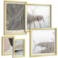 Coloray 5-Delige Schilderij Set - Minimalistische Kunst Met Natuur- En Abstracte Motieven - 50 x 50 cm, 20 x 30 cm En 40 x 60 cm - Stijlvolle Wanddecoratie - Interieur - Decoratieve Schilderijen