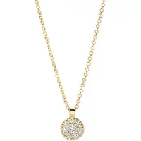 Blush geelgouden ketting met ronde pavé zirkonia hanger 14k goud 3206yzi