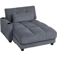 HOMCOM Slaapbank Polyester, meerlaagse plaat 147L x 114B x 86H cm Donkergrijs
