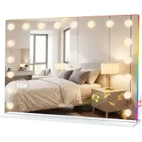 HOMCOM Hollywood Spiegel, 80x60 cm, make-upspiegel met RGB-verlichting en Bluetooth