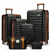Muvano Koffer - Kofferset - Hardcase koffer - Reiskofferset - Uitbreidbaar - Krasbestendig - Veiligheidsslot - 6-delig - Reizen - Zwart