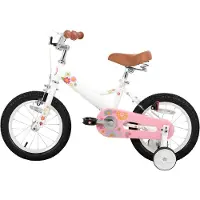 Happiq Kinderfiets – Voor meisjes 2–7 jaar – Met poppenfietszadel, streamers, vlag en nummerplaat – White-16 Inch