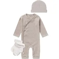 Noppies SET(3delig) Boxpak Nevis, Mutsje Nevel Taupe, met sokjes - Maat 50