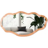 Wallfluent Pastel Oranje Spiegel - Oranje Moderne Rechthoekige Wandspiegel - Organische Spiegel - Woonkamer - Minimalistisch - 45x90 cm - Totale afmeting 52x97 cm