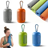 Snq Set van 4 sneldrogende verkoelende handdoeken (met siliconen opbergtas) - 30 x 100 cm - Geschikt voor sport, fitness en yoga - 4 kleuren - Universeel