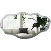 Wallfluent Blauwe Gradiënt Spiegel - Grijs Strakke Rechthoekige Spiegel - Organische Spiegel - Woonkamer, Kantoor, Slaapkamer - Klassiek - 45x90 cm - Totale afmeting 52x97 cm