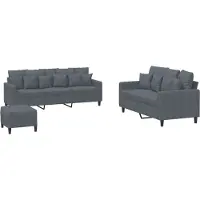 vidaXL 3-delige Loungeset met kussens fluweel donkergrijs