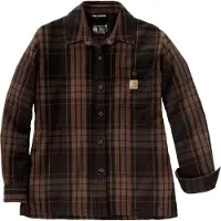 Carhartt Blouse Women Tencel Fiber Series Loose Twill Plaid Shirt Black-M