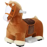 AIYAPLAY Kids Electric Ride-on Horse-Polyester, Metaal-74L x 34B x 51H cm-Bruin