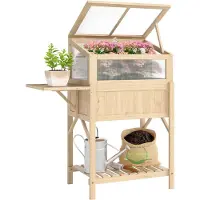 Outsunny Verhoogde plantenbak van - Vurenhout - 104x50x120cm - Natuurlijk hout