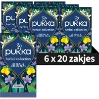 Pukka Tea Herbal Collection - 20 Theezakjes - Biologische Thee Mix - 4 Smaken - Supreme Matcha Green, Lemon Ginger, Three Mint & Night Time