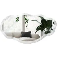 Wallfluent Grijs Marmer Spiegel - Wit Strakke Rechthoekige Spiegel - Organische Spiegel - Badkamer, Woonkamer, Keuken - Minimalistisch - 45x90 cm - Totale afmeting 52x97 cm
