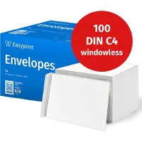 Easyprint NIEUW: Enveloppen zonder venster, DIN C4, onbedrukt, 100 stuks