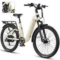 TTGO E-SUVO S6 - Full Suspension E-MTB 27,5 inch - 48V 15Ah Accu - Tot 120 km Actieradius - 70Nm Koppel - 250W Achterwielmotor - Hydraulische Schijfremmen - Shimano 7 Versnellingen - Beige