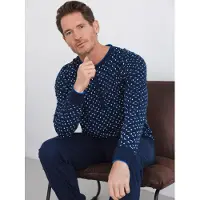 Pastunette Pyjama lang 'Blue Draft' donkerblauw