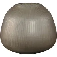 Ptmd Marria Brown Glass Vase Handcut Ribbed Round S