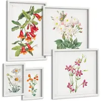 Tulup 4-Delige Schilderij Set - Bloemmotieven in botanische stijl op canvas - 50 x 50 cm, 20 x 30 cm en 40 x 60 cm - Decoratieve Schilderijen - Wanddecoratie - Hal - Moderne Wanddecoratie