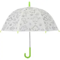 Esschert Design Paraplu - - Kleurparaplu Dinosaurus - Kind - 9 stiften inbegrepen - Witte achtergrond