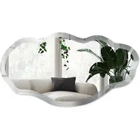 Wallfluent Metalen Cirkels Spiegel - Grijs Rechthoekige Spiegel Met Modern Design - Organische Spiegel - Woonkamer, Kantoor, Hal - Minimalistisch - 45x90 cm - Totale afmeting 52x97 cm
