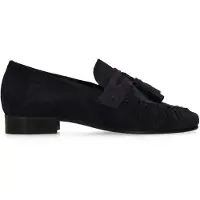 Manfield Donkerblauwe suède loafers met kwastjes | Maat 39