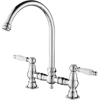 Aquanello Keukenmengkraan, nostalgische stijl, brugmodel, chroom, Heritage Manor,