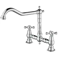 Aquanello Keukenmengkraan, nostalgisch design, chroom, met kruisgrepen, model Ascot, merk