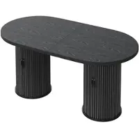 MODFU Uitschuifbare eettafel, 149,8-189,7 cm, multifunctionele keukentafel met opbergruimte en kast op metalen handgrepen, zwart