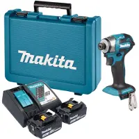Makita DTD 173 RFE accu-slagmoersleutel 18 V 180 Nm 1/4" borstelloos + 2x accu 3,0 Ah + oplader + koffer
